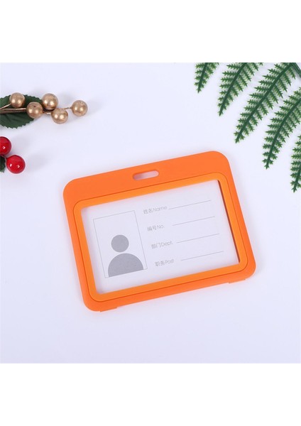 H-ORANGE-10PCS 10 Adet/grup Plastik Çift Taraflı Şeffaf Çalışanlar Iş Okulu Kimlik Kartı Ofis Geçiş Kimlik Kartı Tutucu Aksesuarları Kordon (Yurt Dışından)