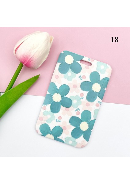 18 Öğrenci Kimlik Kartı Kapağı Boyun Askısı Çantası ile Renkli Çiçekler Kadın Kız Kredi Kartı Kimlik Otobüs Kartı Tutucu Çanta Kordon ile (Yurt Dışından)