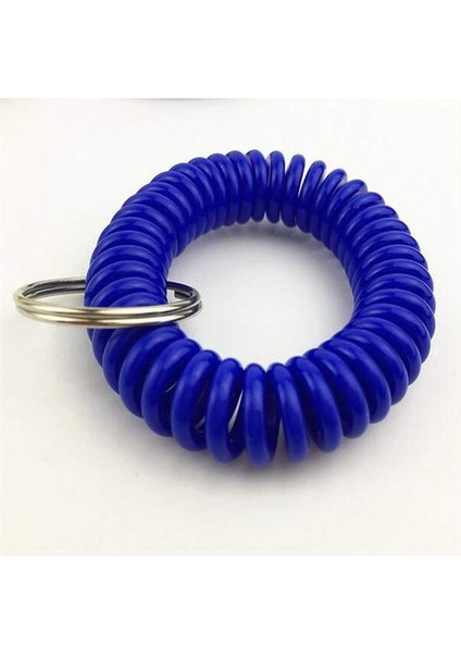 Mavi 5 Paket Plastik Gerilebilir Bahar Spiral Bilek Anahtar Bobin Bilek Bandı Anahtarlık Anahtar Zincirleri Açık Spor Yoga Sauna Havuzu (Yurt Dışından)