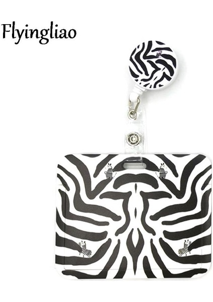 Boyun Kordon Zebra Sevimli Kart Kapak Klip Kordon Geri Çekilebilir Öğrenci Hemşire Rozeti Makara Klip Karikatür Kımlık Kartı Tutucu (Yurt Dışından)