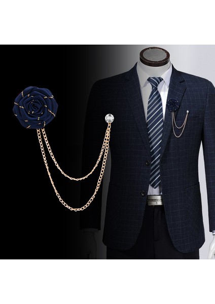 Kırmızı Kore Damat Düğün Broş Kumaş Sanatı El Yapımı Gül Çiçek Broş Yaka Pin Rozeti Püskül Zincir Erkek Takım Elbise Aksesuarları (Yurt Dışından)