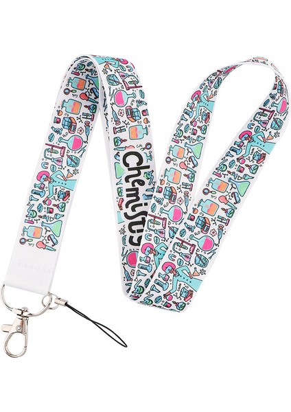 AL360 Bilim Anahtarlık Askıları Halat Kimya Boyun Askısı Kımlık Kartı Telefon Askıları USB Rozet Tutucu Kordon Öğrenci Öğretmen Hediye (Yurt Dışından)