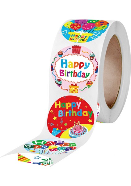 K121 Lbsısı Hayat 1 Inç 500 Adet Rulo Mutlu Doğum Günü Dört Güzel Renk Tasarımları Kutuları Zarflar Çanta Dekorasyon Çıkartmaları Etiketleri (Yurt Dışından) fırsatları