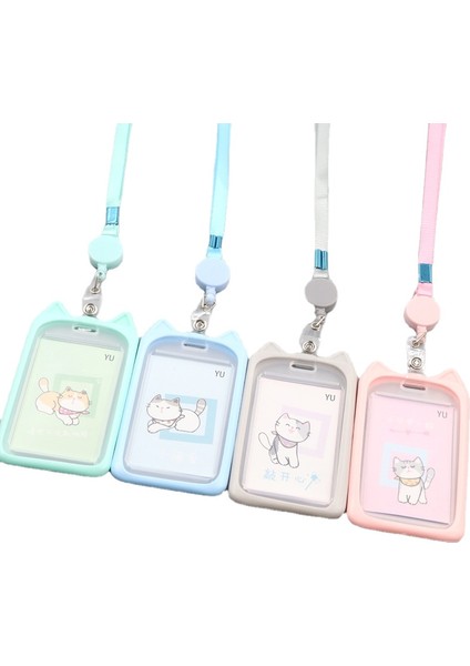 Pembe Tavşan Kulak Silikon Kedi Kulak Rozeti Tutucu Geri Çekilebilir Kordon ile Personel Rozeti Çalışma Kartı Tutucu Kol Kımlık Etiketi Isim Rozetleri Geçiş Kartı Kapağı (Yurt Dışından) fiyatları