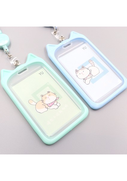 Pembe Tavşan Kulak Silikon Kedi Kulak Rozeti Tutucu Geri Çekilebilir Kordon ile Personel Rozeti Çalışma Kartı Tutucu Kol Kımlık Etiketi Isim Rozetleri Geçiş Kartı Kapağı (Yurt Dışından) fırsatları
