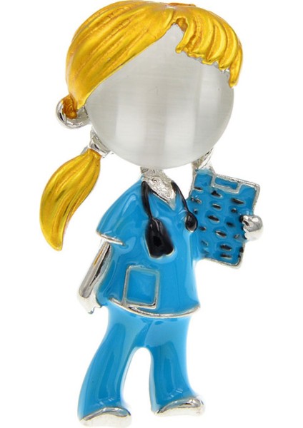 NS06 Sevimli Beyaz Hemşire Broş Güzel Kız Doktor Hastane Tıbbi Stetoskop Rozeti Yaka Iğneler Broş Takı Aksesuar Tatil Hediye (Yurt Dışından) modelleri