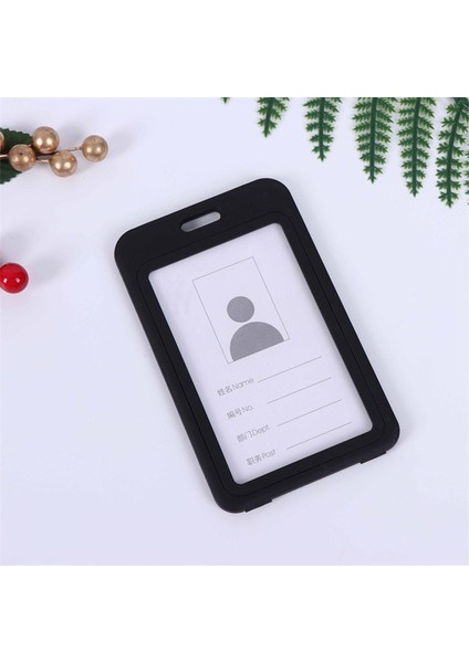 V-BLACK-10PCS 10 Adet/grup Plastik Çift Taraflı Şeffaf Çalışanlar Çalışma Okulu Kimlik Kartı Ofis Geçiş Kimlik Kartı Tutucu Aksesuarları Kordon (Yurt Dışından)
