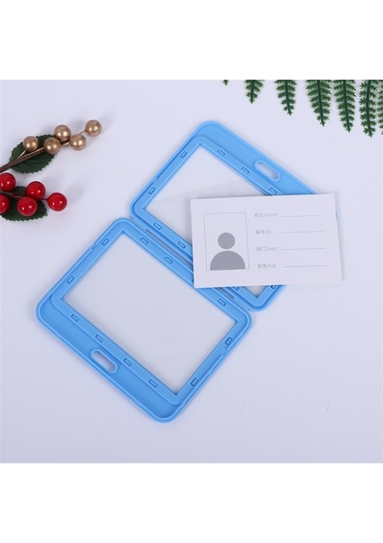 V-BLACK-10PCS 10 Adet/grup Plastik Çift Taraflı Şeffaf Çalışanlar Çalışma Okulu Kimlik Kartı Ofis Geçiş Kimlik Kartı Tutucu Aksesuarları Kordon (Yurt Dışından)