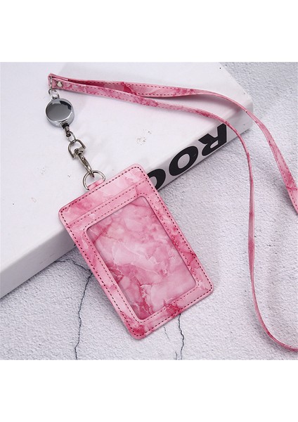 Gül Kırmızı Kordon Ebru Rozeti Tutucu Kart Tutucu Ayarlanabilir Boyun Askısı Kordon ile Personel Kımlık Kartı Otobüs Kımlık Organizatör Okul Kırtasiye Malzemeleri (Yurt Dışından)