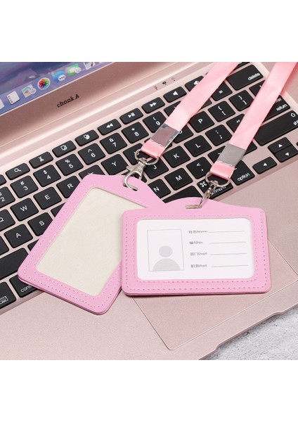 Pembe-H Deri Kart Kılıfı Kadın Erkek Pu Banka Kartı Adı Kredi Kartı Sahipleri Boyun Askısı Kartı Otobüs Kımlık Sahipleri Şeker Renkler Kimlik Rozeti (Yurt Dışından)