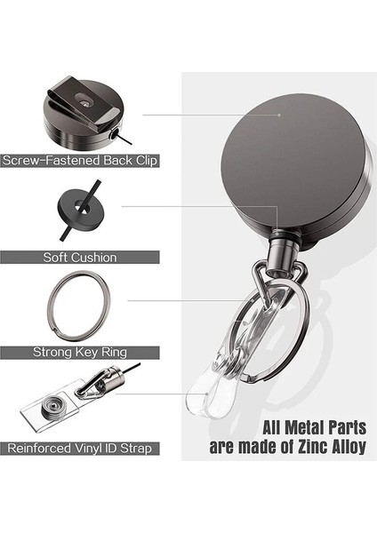 Stil 10 1 Adet Uzatılabilir Metal Anahtarlık Halka Kemer Klipsi Çekme Anahtarlık Geri Çekme Kımlık Kartı Boyunluklar Kimlik Rozeti Tutucu Rozet Klip (Yurt Dışından)