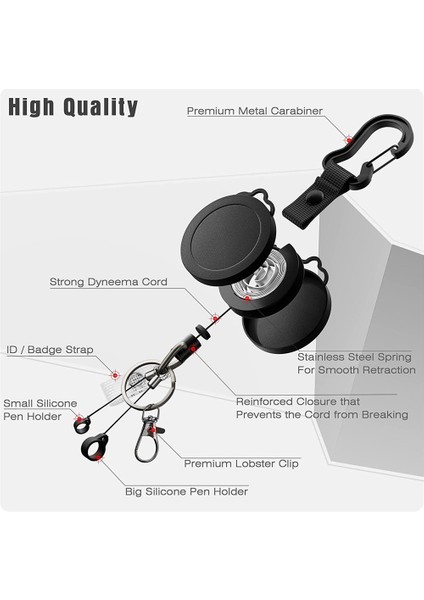 Black2 2 Adet Geri Çekilebilir Makaralı Isimlik Kimlik Kordon Adı Etiketi Kart Rozeti Tutucu Makaraları Geri Tepme Kemer Anahtarlık Rozet Klipleri Kart Tutucu Anahtarlık (Yurt Dışından) fırsatları