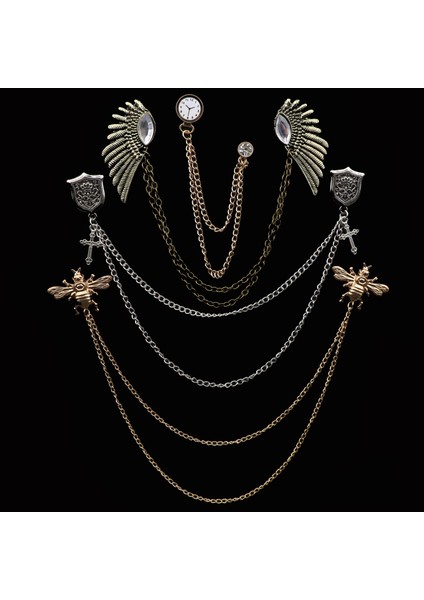 Stil 8 Yeni Erkek Kadın Gömlek Yaka Püskül Zincir Yaka Pin Broş Ejderha Kartal Geyik Kafası Kanatları Rozeti Retro Unisex Takı Aksesuarları (Yurt Dışından) fiyatları