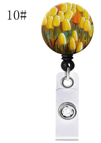 20 Yağlıboya Çiçek Geri Çekilebilir Hemşire Rozet Makarası Klip Öğrenciler Doktor Kimlik Kartı Tutucu Timsah Klip Yeni Yıl Yılbaşı Hediyeleri 1 Adet (Yurt Dışından)