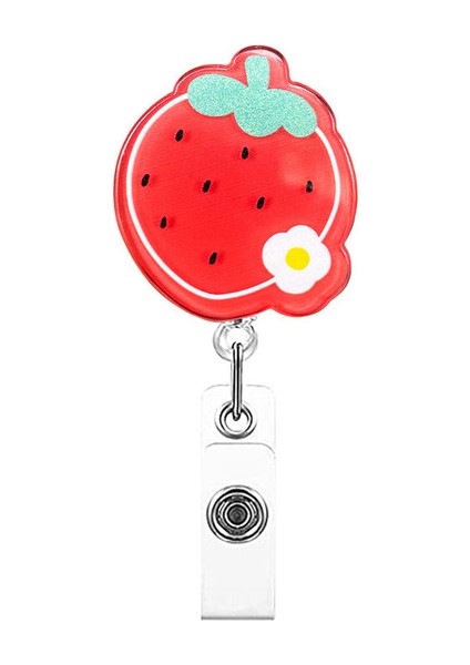 Çilek Karikatür Meyve Geri Çekilebilir Makaralı Isimlik Klip Öğrenciler Doktor Kimlik Kartı Tutucu Adı Ekran Etiketi Rozet Tutucu Çalışma Kart Klibi (Yurt Dışından)