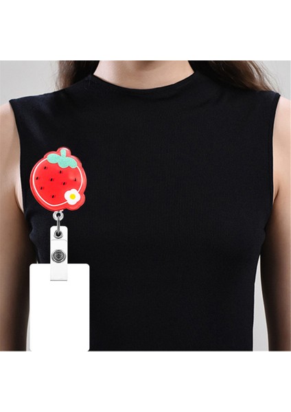 Çilek Karikatür Meyve Geri Çekilebilir Makaralı Isimlik Klip Öğrenciler Doktor Kimlik Kartı Tutucu Adı Ekran Etiketi Rozet Tutucu Çalışma Kart Klibi (Yurt Dışından) indirimleri