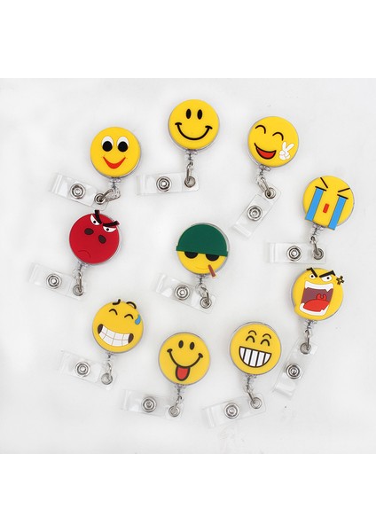 Stil 3 Yeni Silika Jel Komik Gülen Yüz 60CM Geri Çekilebilir Makaralı Isimlik Kimlik Kartı Tutucu Kemer Klipsi Kordon Adı Etiketi Kartı Okul Ofis Için (Yurt Dışından) modelleri