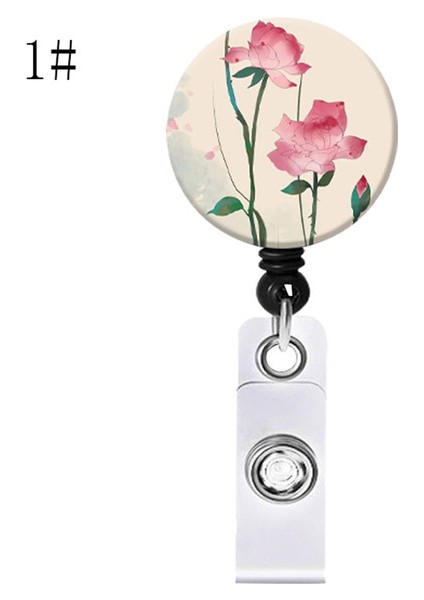 Stil 1 Yağlıboya Çiçek Geri Çekilebilir Hemşire Rozeti Makara Klip Öğrenciler Doktor Kımlık Kartı Tutucu Timsah Klip Yeni Yıl Yılbaşı Hediyeleri 1 Pc (Yurt Dışından)