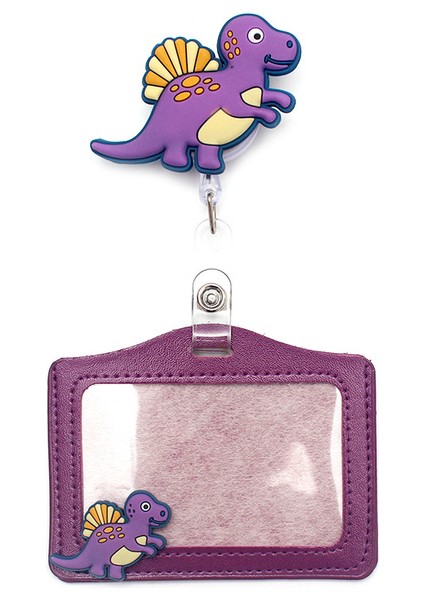 Mor Renkler Dinozor Geri Çekilebilir Enine Kart Tutucu Rozet Makara Hemşire Sergi Enfermera Kız Adı Kart Göğüs Erkek Komik Hayvan (Yurt Dışından)