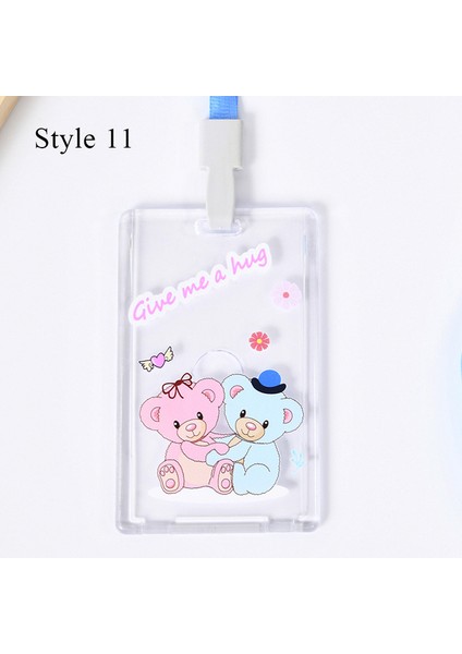 Stil 11 Karikatür Şeffaf Akrilik Kredi Kartı Tutucu Kılıf Kadınlar Için Kız Sevimli Öğrenci Otobüsü Kımlık Kartı Kapak Koruma Anahtarlık Çan ile (Yurt Dışından)