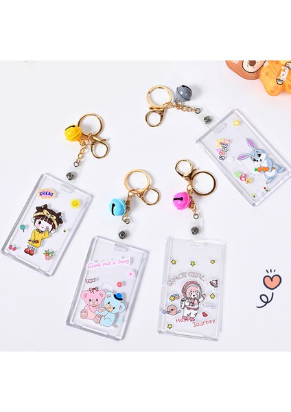 Stil 11 Karikatür Şeffaf Akrilik Kredi Kartı Tutucu Kılıf Kadınlar Için Kız Sevimli Öğrenci Otobüsü Kımlık Kartı Kapak Koruma Anahtarlık Çan ile (Yurt Dışından) modelleri