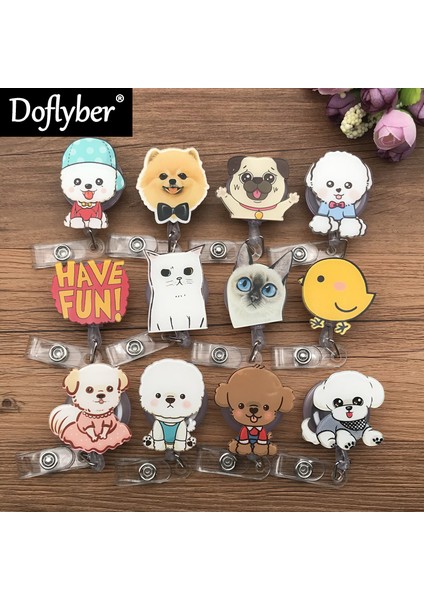 M Güzel Kedi Köpek Civciv Geri Çekilebilir Rozet Makara Öğrenci Hemşire Sergi Kımlık Adı Kart Rozeti Tutucu Ofis Malzemeleri (Yurt Dışından) fiyatları