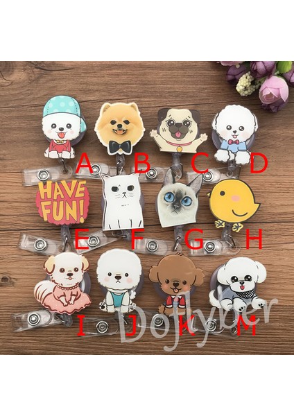 M Güzel Kedi Köpek Civciv Geri Çekilebilir Rozet Makara Öğrenci Hemşire Sergi Kımlık Adı Kart Rozeti Tutucu Ofis Malzemeleri (Yurt Dışından) modelleri