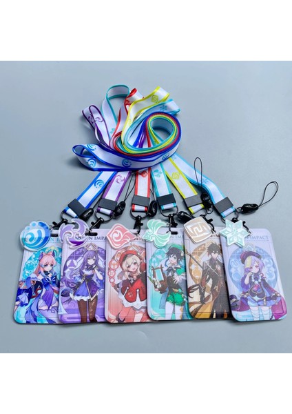 R Oyun Genshin Anime Kart Kılıfları Kimlik Kartı Kordon Aksesuarı Anahtar Kordon Cosplay Rozeti Kımlık Kartları Sahipleri Boyun Askıları Anahtarlıklar (Yurt Dışından)