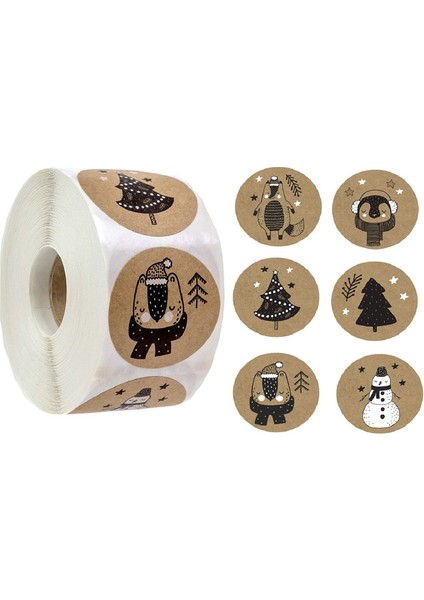 QY783-100 Adet 100-500 Adet 6 Tasarımlar 1 Inç Noel Tema Mühür Etiketleri Çıkartmalar Dıy Hediye Pişirme Paketi Zarf Kırtasiye Dekorasyon (Yurt Dışından)