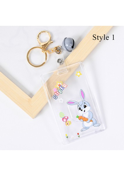 Stil 1 Karikatür Şeffaf Akrilik Kredi Kartı Tutucu Kılıf Kadınlar Için Kız Sevimli Öğrenci Otobüsü Kımlık Kartı Kapak Koruma Anahtarlık Çan (Yurt Dışından)