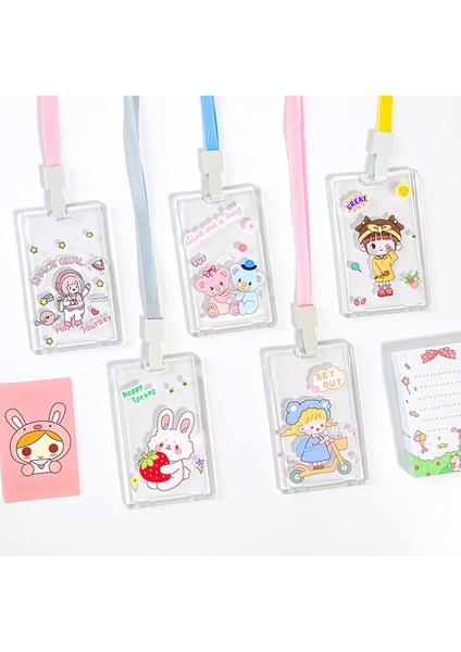 Stil 1 Karikatür Şeffaf Akrilik Kredi Kartı Tutucu Kılıf Kadınlar Için Kız Sevimli Öğrenci Otobüsü Kımlık Kartı Kapak Koruma Anahtarlık Çan (Yurt Dışından) fırsatları