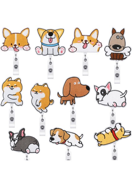 No.1 Nakış Karikatür Köpek Rozeti Makaraları Sevimli Karikatür Köpek Rozeti Makaraları Hemşire Göğüs Cep Çalışma Kartı Kımlık/ıc Kart Tutucu (Yurt Dışından)