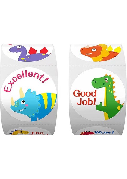 B 3.8 cm - 500 Adet 100-500 Adet Sevimli Dinozor Desen Ödül Teşvik Etiket Rulo Çocuklar Için Sevimli Hayvanlar ile Motivasyon Çıkartmalar Öğrenciler Için (Yurt Dışından)