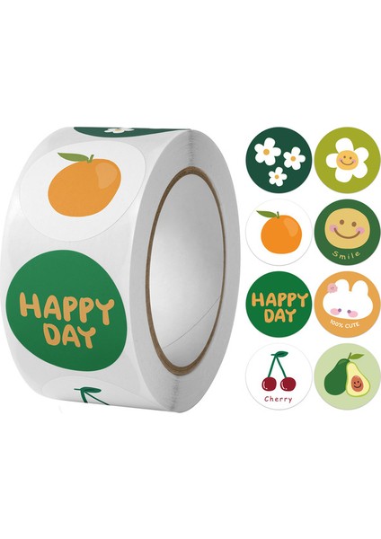 QY1708-500PCS 100-500PCS Yuvarlak Mutlu Gün Çıkartmaları Zarf Mühür Etiketleri Hediye Paketleme Dekor Doğum Günü Partisi Scrapbooking Kırtasiye Etiket (Yurt Dışından)