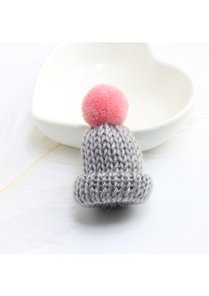 Pembe-Gri Kadın Broş Pin Sevimli Mini Şapka Rozeti Noel Yeni Yıl Hediye Kazak Ceketler Dıy Şapkalar Çocuklar Kış Aksesuarları Sırt Çantası Dekor (Yurt Dışından)