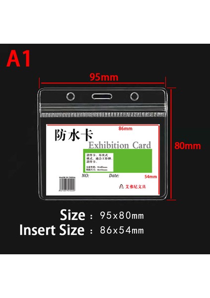 SMALL-H-10PCS 10 Adet Su Geçirmez Dikey/ufuk Şeffaf Pvc Plastik Çalışma Fermuar Rozetleri Kımlık Kartı Tutucu Cep Kredi Pasaport Mühür Kart Çantası (Yurt Dışından)