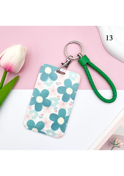 13 Öğrenci Kimlik Kartı Kapağı Boyun Askısı Çantası ile Renkli Çiçekler Kadın Kız Kredi Kartı Kimlik Otobüs Kartı Tutucu Çanta Kordon ile (Yurt Dışından)