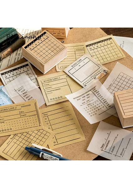 12 Vintage Ay Takvim Not Programı Planı Damga Dıy Ahşap Kauçuk Pullar Scrapbooking Kırtasiye Scrapbooking Için Standart Damga (Yurt Dışından)