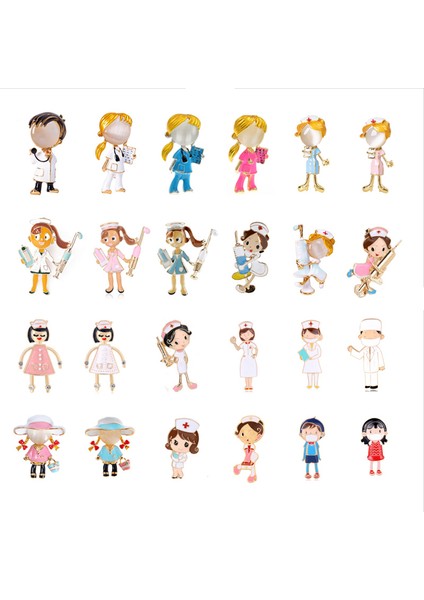 NS23 Sevimli Beyaz Hemşire Broş Güzel Kız Doktor Hastane Tıbbi Stetoskop Rozeti Yaka Iğneler Broş Takı Aksesuar Tatil Hediye (Yurt Dışından) fiyatları