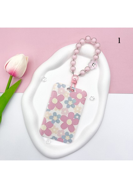Stil 1 Boyun Askısı Çantası ile Öğrenci Kimlik Kartı Kapağı Renkli Çiçekler Kadın Kız Kredi Kartı Kimlik Otobüs Kartı Tutucu Çanta Ipi (Yurt Dışından)
