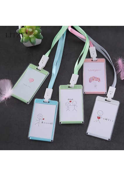 Daha Kalp Sevimli Kart Tutucu Kordon ile Erkek Kız Kawaii Otobüs Kartı Vaka Rozeti Kredi Kartı Sahipleri Kapak Öğrenci Kımlık Otobüs Kartı Geçiş Tutucu (Yurt Dışından)