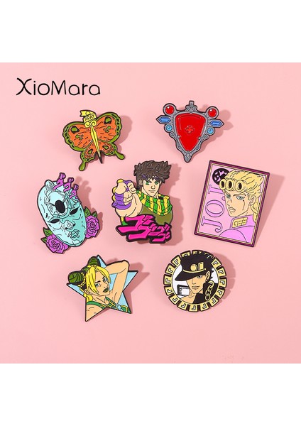 Style-1 Jojo'nun Tuhaf Macera Emaye Pimleri Özel Animasyon Comic Kujo Jotaro Yıldız Platin Broş Yaka Rozetleri Aksesuarları Takı (Yurt Dışından) fiyatları