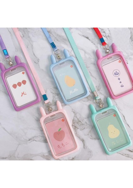 Pembe Yüksek Kaliteli Kımlık Kredi Kartı Tutucu Sevimli Karikatür Silikon Otobüs Kartı Durumda Boyun Askısı Kordon Rozeti Tutucu Çocuklar Noel Hediyeleri (Yurt Dışından) fiyatları