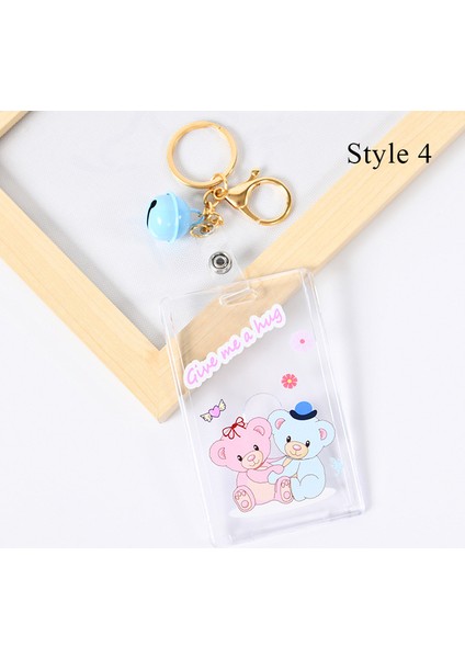 Stil 4 Karikatür Şeffaf Akrilik Kredi Kartı Tutucu Kılıf Kadınlar Için Kız Sevimli Öğrenci Otobüsü Kımlık Kartı Kapak Koruma Anahtarlık Çan (Yurt Dışından)