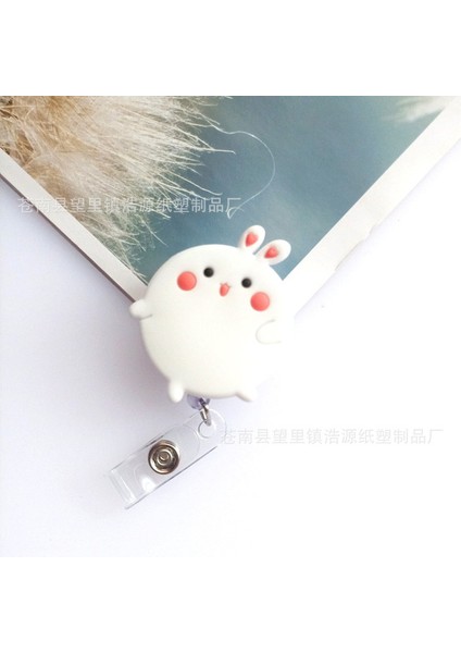 Tavşan Kawaii Hayvan Rozet Makaraları Karikatür Piglet Panda Hamster Kedi Paw Rozet Makaraları Çalışma Kartı Kımlık/ıc Kart Tutucu Aksesuarları (Yurt Dışından)