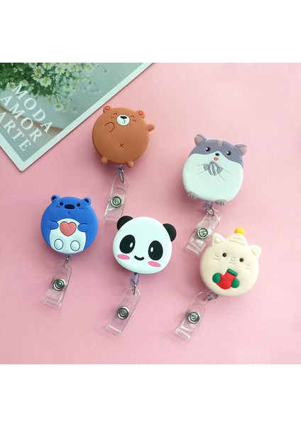 Tavşan Kawaii Hayvan Rozet Makaraları Karikatür Piglet Panda Hamster Kedi Paw Rozet Makaraları Çalışma Kartı Kımlık/ıc Kart Tutucu Aksesuarları (Yurt Dışından) modelleri