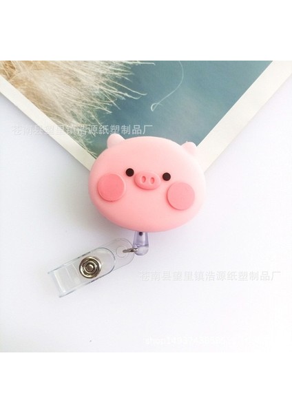 Piglet Kawaii Hayvan Rozet Makaraları Karikatür Piglet Panda Hamster Kedi Paw Rozet Makaraları Çalışma Kartı Kımlık/ıc Kart Tutucu Aksesuarları (Yurt Dışından)