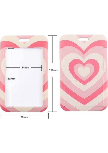 AL896-2 Pembe Aşk Kalp Kordon Romantik Kımlık Kartı Tutucu Telefon Askısı USB Rozet Tutucu Boyun Askısı Asmak Halat Anahtarlık Kimlik Tutucu (Yurt Dışından)