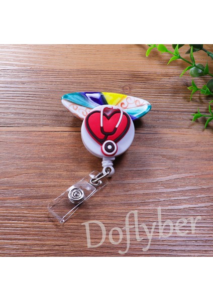 Stetoskop B Sevimli Ambulans Stetoskop Silikon Geri Çekilebilir Rozet Makara Doktor Hemşire Göğüs Kartı Sergi Tutucu Klip (Yurt Dışından)