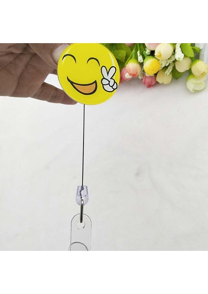 Stil 7 Yeni Akrilik Komik Gülen Yüz 60 cm Geri Çekilebilir Çekme Rozet Makara Kımlık Kartı Tutucu Kemer Klipsi Kordon Adı Etiketi Kartı Okul Ofis Için (Yurt Dışından)